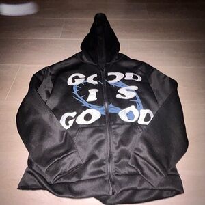 Black Hoodie with Graphic Text